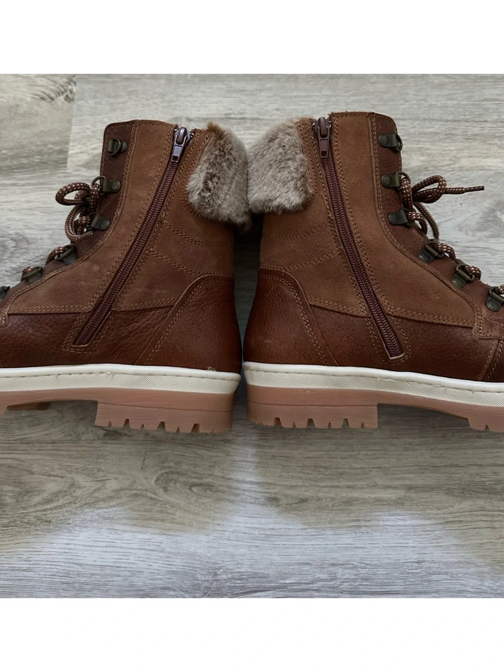 Eric Michael Denver Brown Leather Faux Fur Winter Boots EU 40